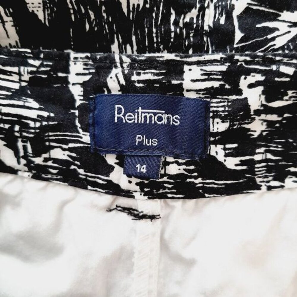REITMANS / Skort B&W Mini Skirt Style w/ Pockets Abstract Pattern Sz 14 - Picture 12 of 14